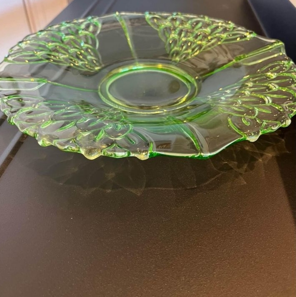 Rare find Art Deco Stolzle Hermanova Uranium Glass Plate.